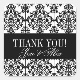 Damask Thank You Wedding Favour Stickers