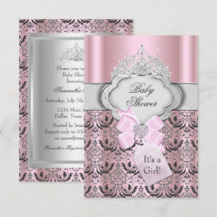 Damask & Tiara Princess Baby Shower Invitation