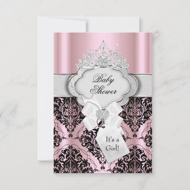 Damask & Tiara Princess Baby Shower Invitation (Front)