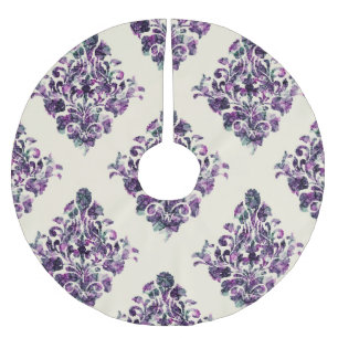 Damask Triangles: Vintage Abstract Luxury. Brushed Polyester Tree Skirt