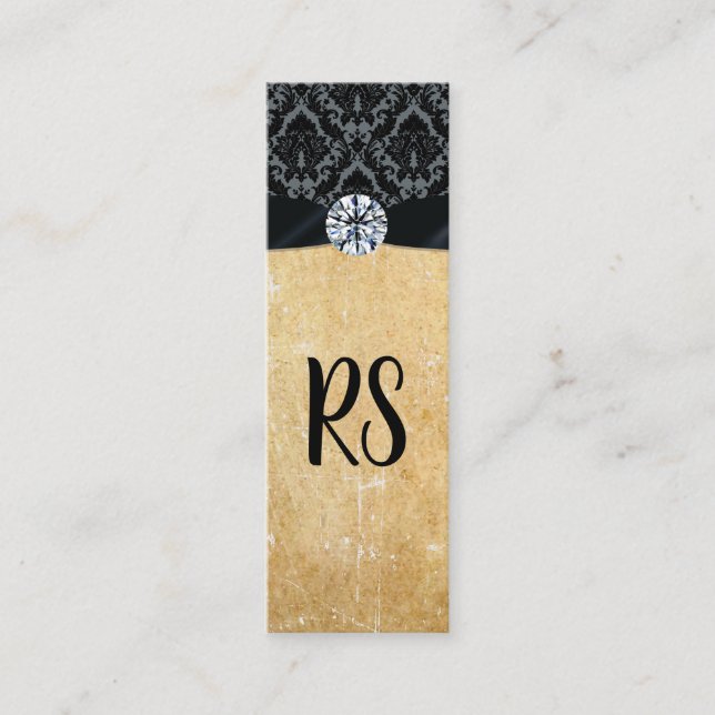 Damask Trim / Rustic / Diamond Mini Business Card (Front)