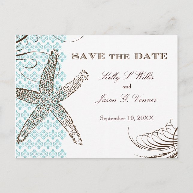 Damask Tropical | Save the Date Announcement Postcard (Front)