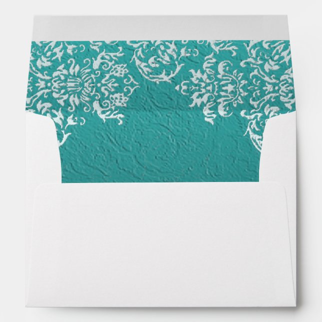 Damask Turquoise Wedding Envelopes (Back (Bottom))
