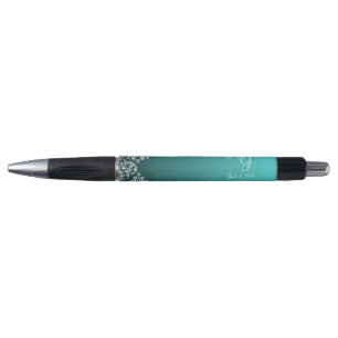 Damask Turquoise Wedding Pens