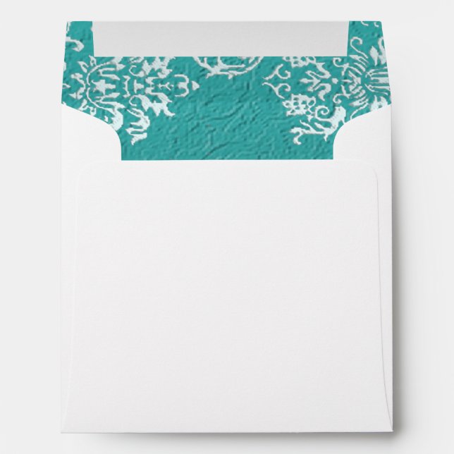 Damask Turquoise Wedding Square Envelope (Back (Bottom))