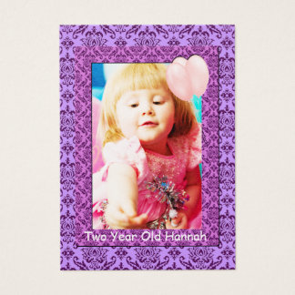 Damask Two Year Old  Girls Birthday Photo Cards