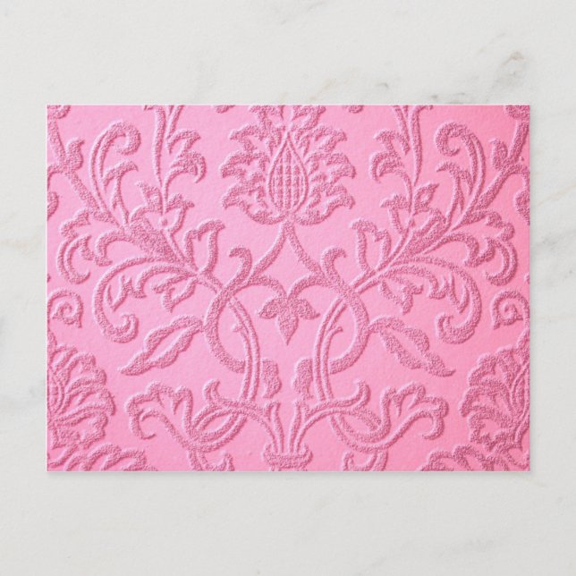 damask velvet pink girly victorian pattern textile postcard (Front)