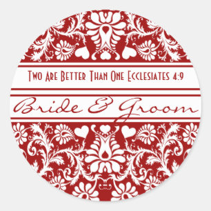 Damask Vintage Floral Wedding Matching Favours Classic Round Sticker