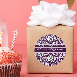 Damask Vintage Floral Wedding Matching Favours Classic Round Sticker