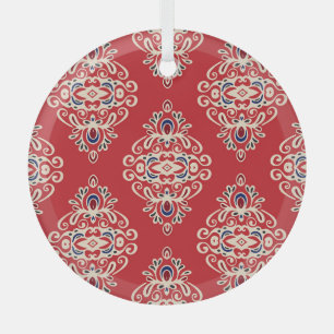Damask Vintage: Flourish Seamless Pattern. Glass Tree Decoration