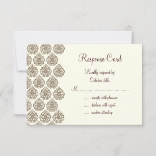 Damask Vintage RSVP (brown) Card