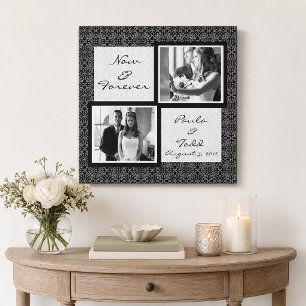 Damask Vintage Wedding Photo Wrapped Canvas