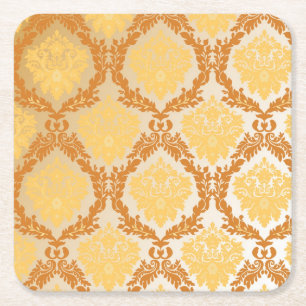Damask wallpaper 5 square paper coaster