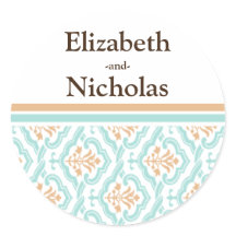 Damask Wallpaper Floral Wedding Invitation Seal