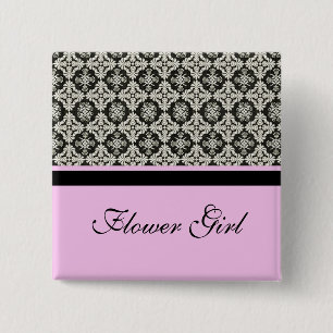 damask wedding button