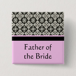 damask wedding button. for father,brother 15 cm square badge