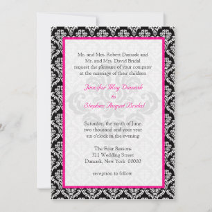 Damask Wedding Elegant Template Black White Pink