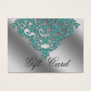 Damask Wedding Gift Registration Card Teal Blue