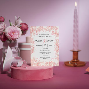 damask wedding invitation