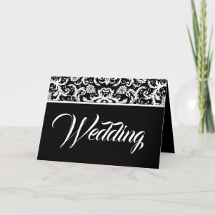 Damask Wedding Invitation - -Black and White