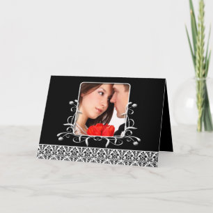 Damask Wedding Invitation - -Black and White