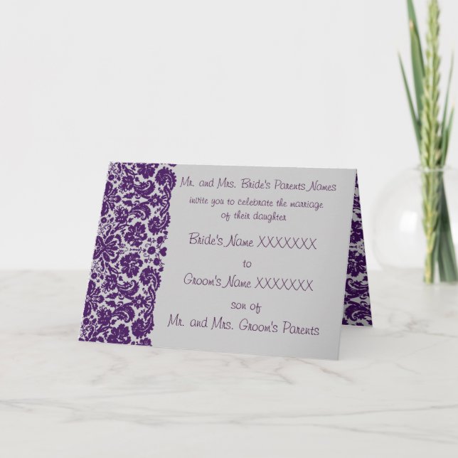 Damask Wedding Invitation-Choose BackGround Invitation (Front)