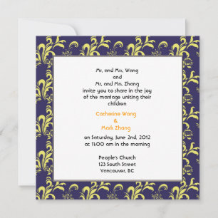 damask wedding invitation, from parents invitation