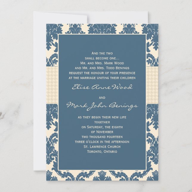 Damask Wedding Invitation Template (Front)
