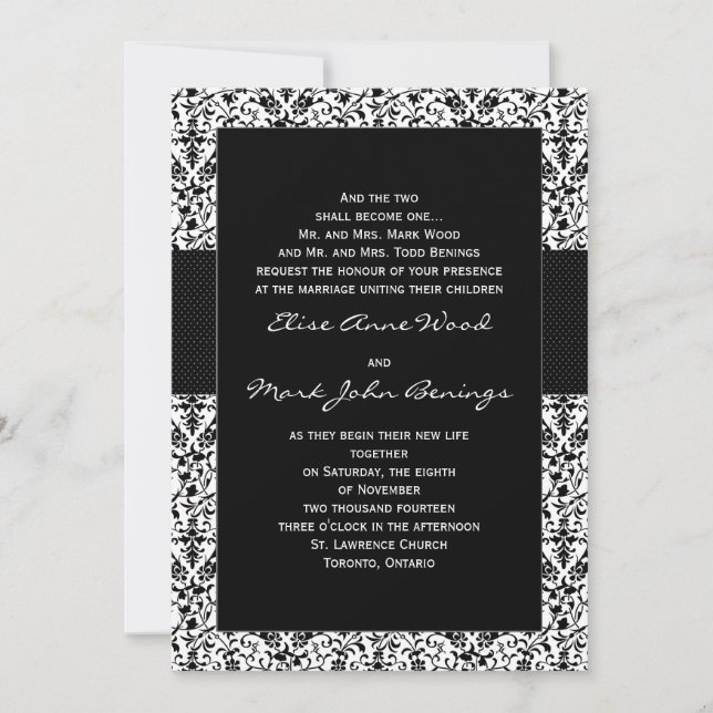 Damask Wedding Invitation Template (Front)
