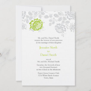 Damask Wedding Invitations Lime And Grey
