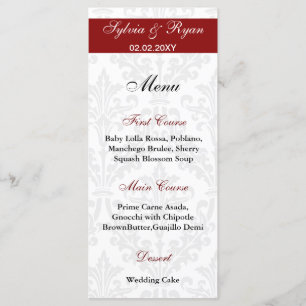 Damask Wedding Menus