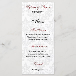 Damask Wedding Menus