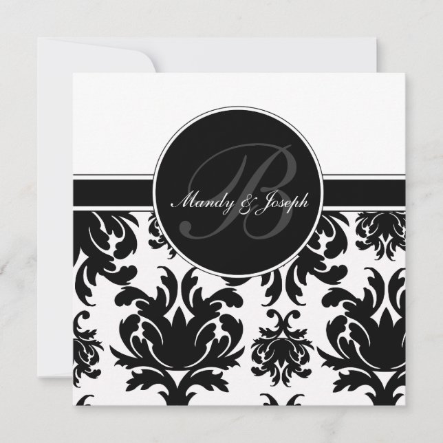 Damask Wedding Monogram Cards (Front)