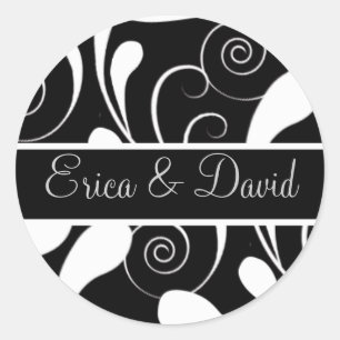 damask Wedding Monogram stickers