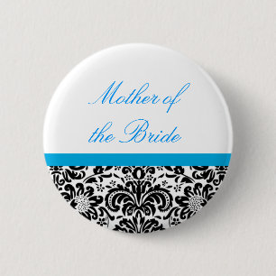 Damask Wedding Party Button