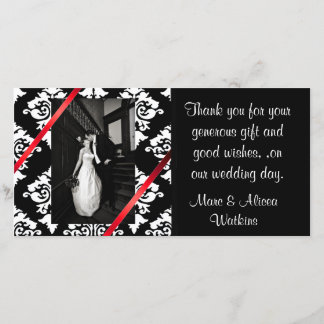 Damask Wedding Photo Thank You Card