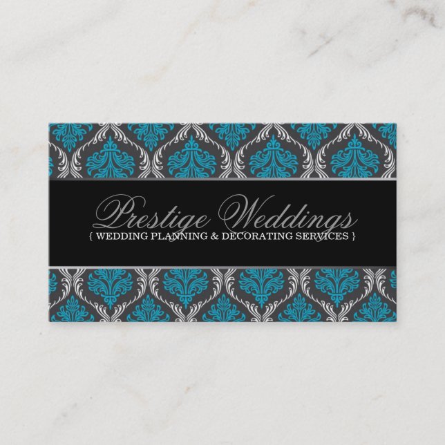 Damask Wedding Planner Business Card (Front)
