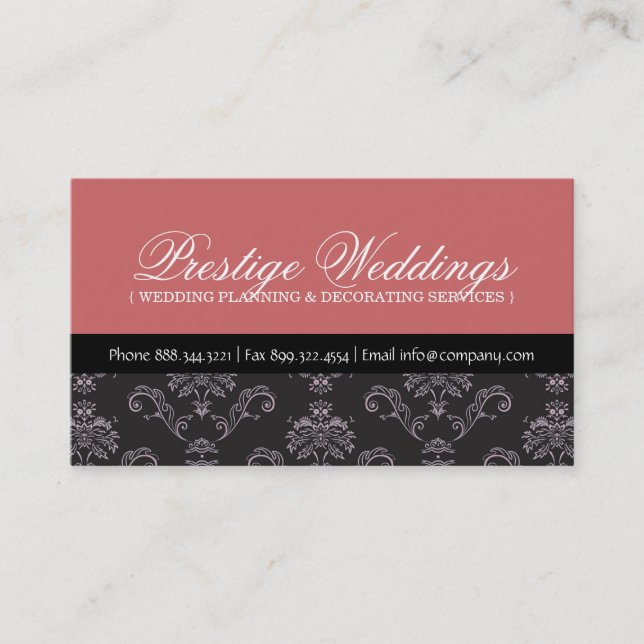 Damask Wedding Planner Business Card (Front)