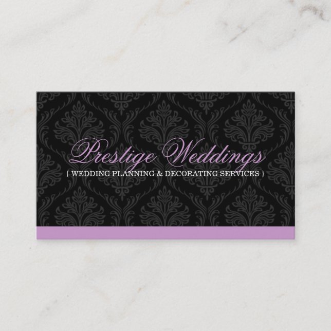 Damask Wedding Planner Business Card (Front)