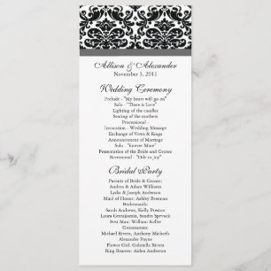 Damask Wedding Program Black & Charcoal Grey Programme