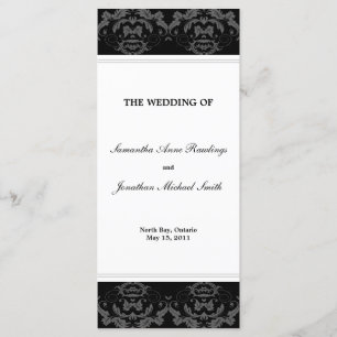 Damask Wedding Program- Black & White Wedding Programme