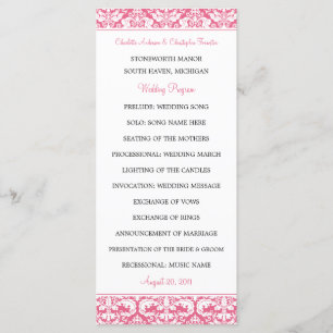 Damask Wedding Programs (Honeysuckle) 2-Sided Programme