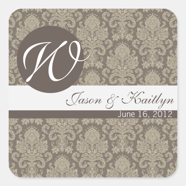 Damask Wedding Sticker (Front)