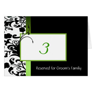 Damask Wedding Table Number Card