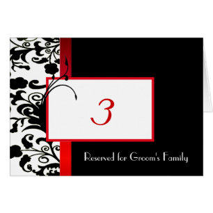 Damask Wedding Table Number Card
