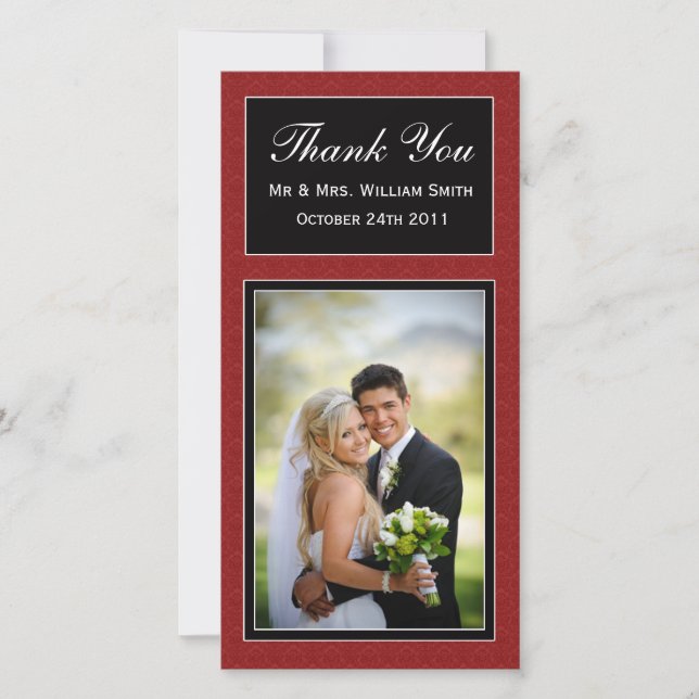 Damask Wedding Thank You Card (Front)