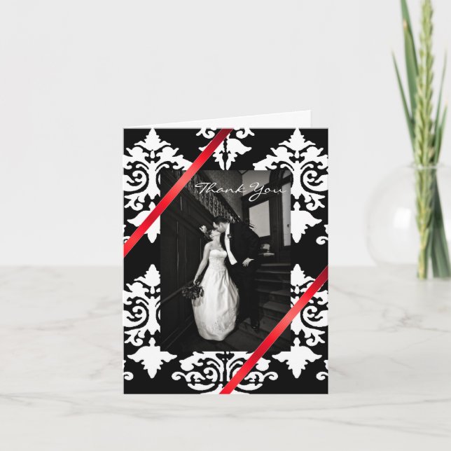 Damask Wedding Thank You Card (Front)