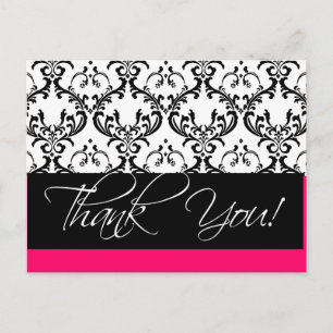 Damask Wedding Thank You Postcards Pink
