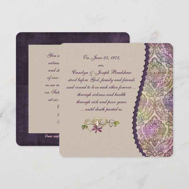 Damask Wedding Vow Renewal Invitation (Front/Back)