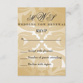Damask Wedding Vow Renewal RSVP Card